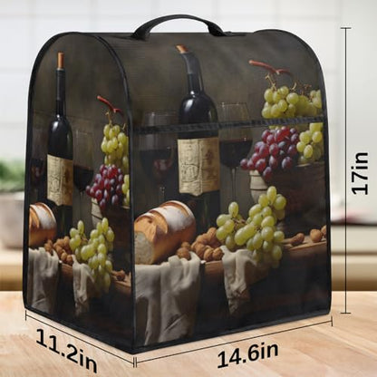 Grape Red Wine Glass Kitchen Aid Mixer Cover Compatible with 6-8 Quarts, Stand Mixer Cover, Dust Cover with Zipper Pocket, Kitchen Aid Mixer Accessories, Kitchen Appliance Organizer Bag - color: Grape red wine