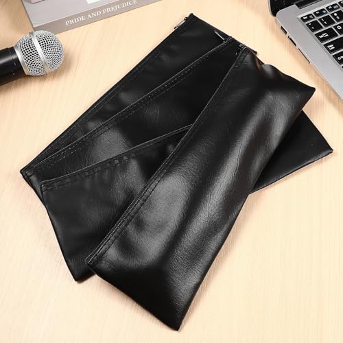 Toddmomy 4pcs Microphone Storage Bags PU Leather with Zipper for Travel