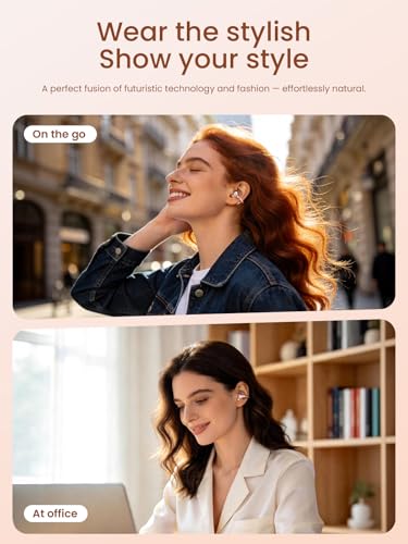 JewelPods C3 Wireless Bluetooth Earbuds, Jeweled Open-Ear Headphones, Pink | Ultra-Light Memory Wire Clip-On Earrings for All-Day Comfort, 60H Playtime, Sweat & Water Resistant, Premium Sound - color: Pink