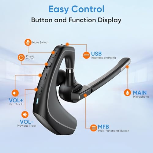 Herloreen Wireless Bluetooth Headset with Built-in Microphone Charging Case | Noise Canceling Mic for PC Computer, Laptop, Cell Phones, Remote Work, Call Center, Trucker Work, Business - style: Headset + Charge Case + USB Dongle-A6