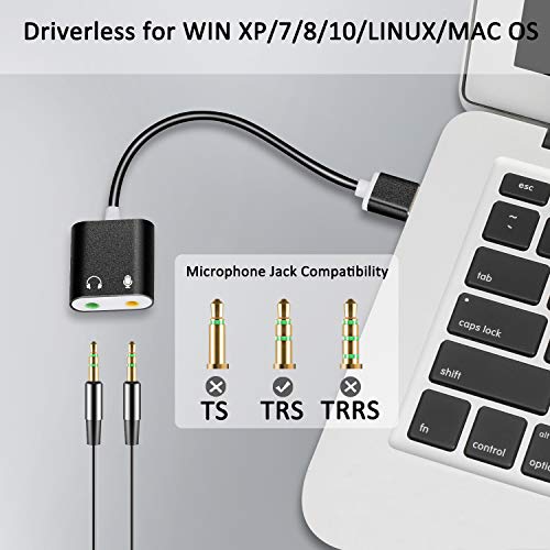 KIMAFUN USB External Stereo Sound Adapter for Windows and Mac with Two Separated 3.5mm Jack, Plug and Play No Drivers Needed…
