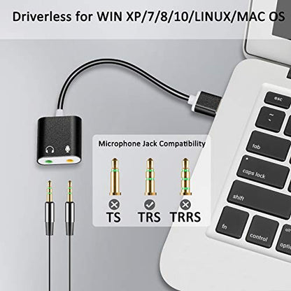 KIMAFUN USB External Stereo Sound Adapter for Windows and Mac with Two Separated 3.5mm Jack, Plug and Play No Drivers Needed…