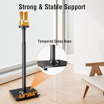 ELIVED Speaker Stands Pair for Sonos Era 100 and Sonos One, One SL, Play:1 | 35"- 43.4" Height Adjustable Speaker Stand for Surround Sound, Cable Management, Tempered Glass Base, 11 LBS Loading - size: For Sonos Era 100