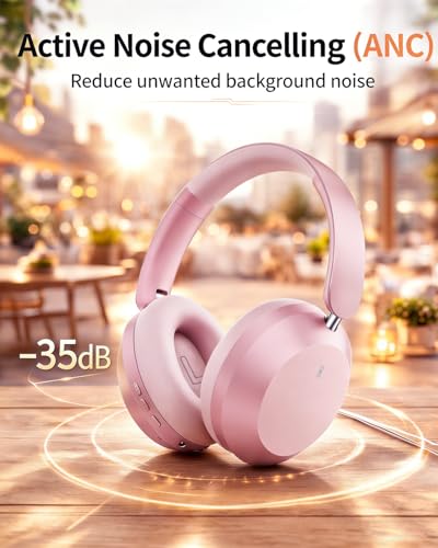 Wentronic Y05 Wireless Bluetooth Headphone, Noise Cancelling, Pink | Wireless Over-Ear Headphones, Hi-Res Audio, 48H Playtime, Built-in Mic, Comfort & Connectivity, Works with iOS, Android & PC - color: Pink