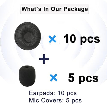 Ear Cushions for Plantronics Headset Replacement 50mm Ear Pads (10 Pack) | Work for Headphones Plantronics HW251N HW261N HW510 Blackwire C320 3210 3220 Jabra Pro 920 9450 GN 2000 9125 Biz 1500 2400II