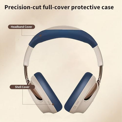 for Bose QuietComfort Ultra Headphones (2nd Gen) Case, 2 Sets Silicone Sweat Cover, KONXISA Eeadphones Protective Case Ear Cushions/Headband, Cover Protector, Washable Scratchproof, Blue