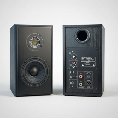 4 inches Active Bluetooth Bookshelf Speakers with AMT Tweeter | 60W Computer Speakers for Music and Gaming,2.0 Speakers for Desktop PC or Laptop, RCA,Optocal,HDMI ARC And USB Input - size: 4 inches