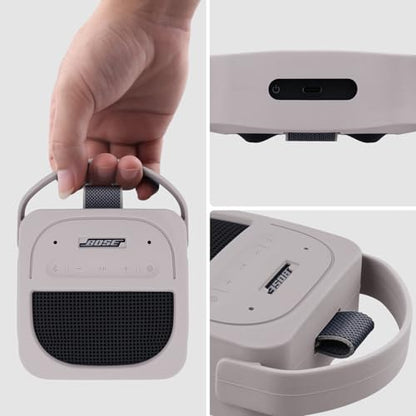 for Bose New SoundLink Micro 2nd Gen Portable Speaker Silicone Case, White | 1:1 Molded Fit, Shock Absorption, Metal Carabiner, Flexible Carry Handle, Anti-Slip Texture, Elastic Recovery - color: White Case