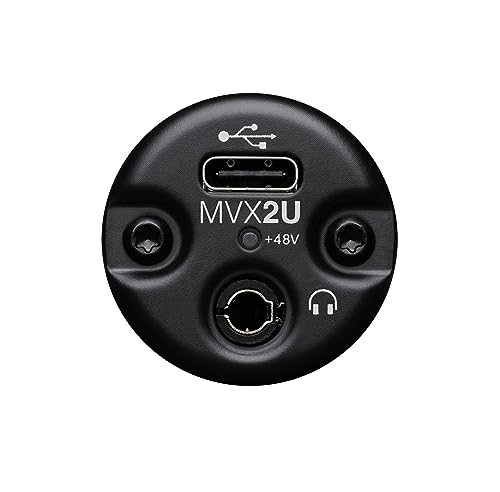 Shure MVX2U XLR-to-USB Audio Interface with Headphone Jack | XLR-to-USB interface with 60dB preamp, zero-latency monitoring, 48V phantom power and 1m USB-C cable