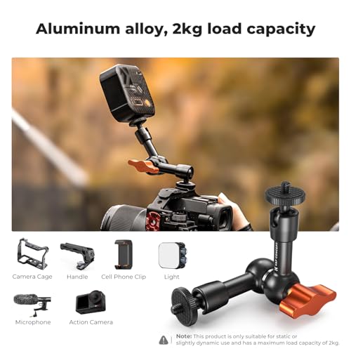 K&F CONCEPT 6" Magic Arm 1/4" Screw Articulating Mini Arm | 360° Ballhead Mount for Monitor, LED Light, Webcam, MS31 - size: 6 Inch
