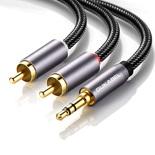 DUKABEL Long RCA Cables, 8 Feet 2-Male RCA to 3.5mm AUX Audio Cord - size: 8 Feet