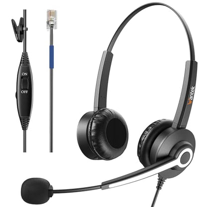 Wantek RJ9 Headset for Cisco IP Phones, Telephone Headset with Noise Canceling Microphone & Mute Button, Office Phone Headset Compatible with Cisco 6800 6900 7800 7900 8800 Series IP Phones - color: Dark gray