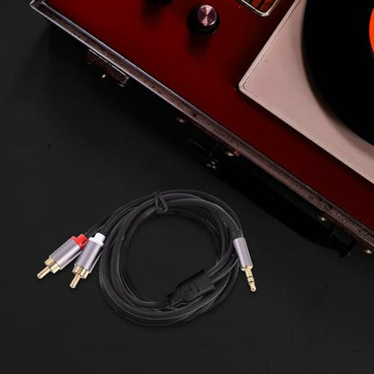 Homoyoyo 3.5mm to Dual Audio Cable 1.5m Auxiliary Stereo Audio Extension Cord for Speakers and Computers Iron Gray