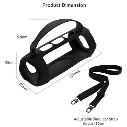 Silicone Case for JBL Charge 5 Wi-Fi/Charge 5 Portable Bluetooth Speaker, Protective Sleeve with Handle and Shoulder Strap Wireless Speakers Accessories (Black) - color: Black
