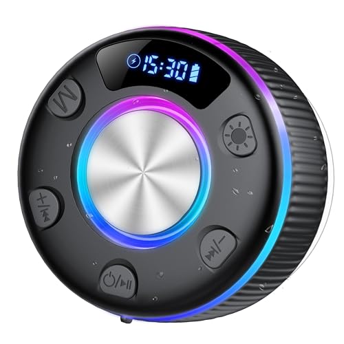 Portable Speaker Bluetooth with Loud Stereo Bass Sound, Mini Wireless Speaker with 7 RGB Lights, TF-Card USB, TWS Pairing, 4H Playtime, IP7 Waterproof Speakers for Travel Party Home Outdoor Gift - color: Dark black