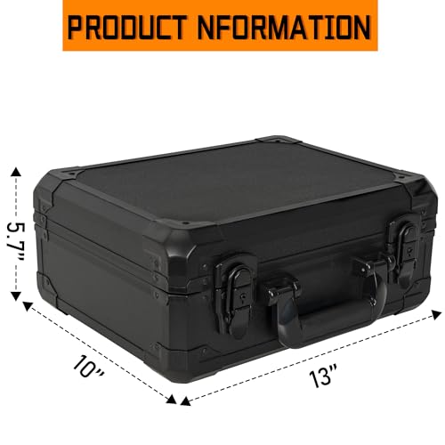 13 Inch Hard Carrying Storage Case | Ideal for Microphone & Camera Gear Transportation, DJ Mixer Case with Customizable Pre-Diced Foam, 13 X 10 X 5.5 Inch, Black - size: Inner：12.5''X 9.5''X 5.1''