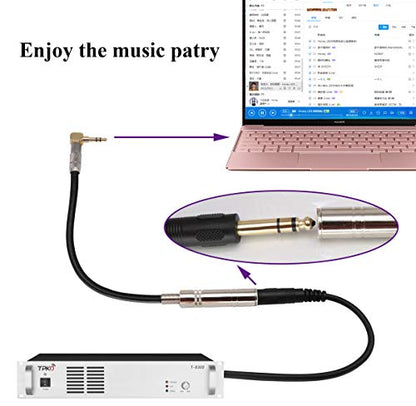 90 Degree 1/8 to 1/4 Stereo Adapter Cable, TRS 90 Degree 3.5mm Male to 6.35mm Female Stereo Audio Adapter for Amplifiers, Guitar,Home Theater Devices,Laptop etc.(9inch/24cm (Pack of 2) - size: 9 inch / 24 cm (Pack of 2)
