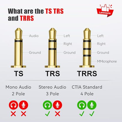 Headphone Splitter for Computer,3.5mm TRRS Female to 2 Dual 3.5mm TRS Male Mic Audio Jack Y Splitter Cable, 1/8inch 2-in-1 Dual-Stereo Jack Gaming Headset Earphones Combiner Cable for PC Laptop-1Feet - color: 3.5mm TRRS 1 Female to 2 TRS Male Splitter, si