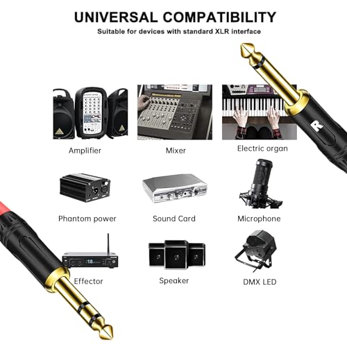 1.6 FT 1PACK 1/4 Inch TRS Stereo Y Splitter Insert Cable, Gold Plated Audiowave Series 6.35mm Male to Dual 6.35mm TS Male Mono Breakout Cable, Audio Cord - size: 1.6 FT