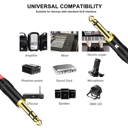 1.6 FT 1PACK 1/4 Inch TRS Stereo Y Splitter Insert Cable, Gold Plated Audiowave Series 6.35mm Male to Dual 6.35mm TS Male Mono Breakout Cable, Audio Cord - size: 1.6 FT