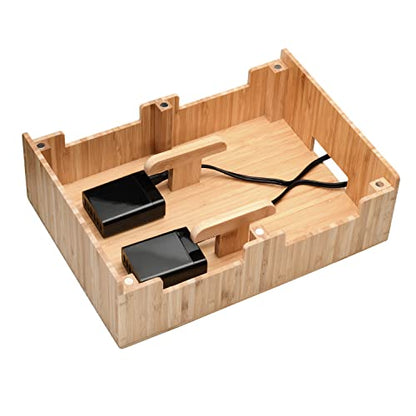 MobileVision 10-Port Bamboo Charging Station Includes 2 Powermod 6 USB Port Chargers for Smartphones & Tablets - color: Stand + Charger