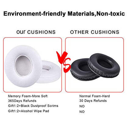 Professional Replacement Ear Pads for Beats Solo 2 & Solo 3 Wireless On-Ear Headphone/Soft Protein Leather/Noise Isolation Memory Foam/Strong Adhesive Tape/Cloud Like Comfort/Extra Durable - color: White
