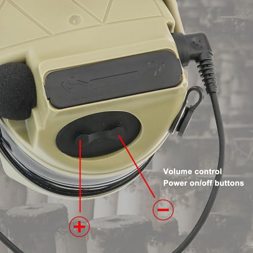 Tactical Headset Hearing Protection Sound Pickup Earmuff +U94 PTT+Detachable 7.0mm Cable for Airsoft Sports-HC5PRO(Tan) - color: Tan