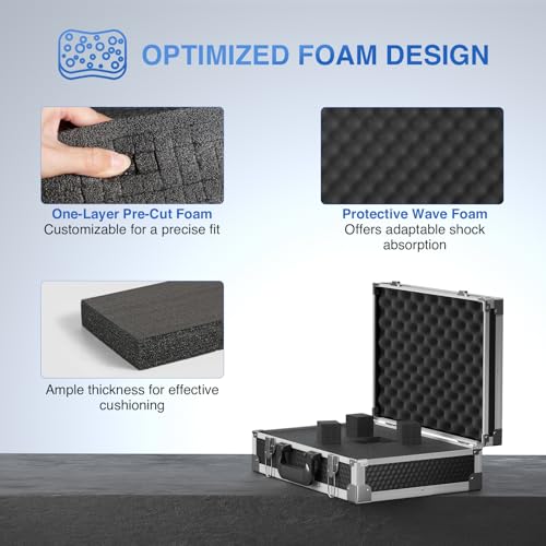 Phenyx Pro Medium Carrying Case with Customizable Pre-Diced Foam PCSE-M | Aluminum Alloy Frame, Protective Gear Storage, Single/Dual Wireless Mic Systems, Equipment Transport - size: Medium (17.1×12.6×4.1 Inch)