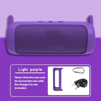 Protective Silicone Cover Sleeve for JBL FLIP 7 Bluetooth-compatible Speaker Soft Durable Anti-Drop Bump-resistant and Shock-proof Travel Carrying Case with Shoulder Strap and Carabiner (Light purple) - color: Light purple