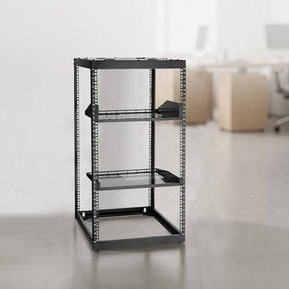 VEVOR 20U Server Rack, Open Frame Network Rack,4-Post Floor Standing or Wall Mounted, Includes 2PCS Vented 1U Rack Shelves & Mounting Hardware, Computer Wall Rack for 19" IT/AV Equipment - size: 20U Server Rack
