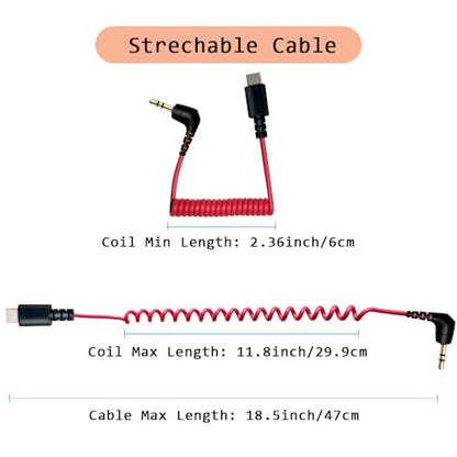 QJYTH USB C to 3.5mm TRS Mic Patch Cord for Rode Wireless Go 2/Pro/ME | Compatible with iPhone 15,16,Android with Hollyland Lack/M1/M2 and More External Mic