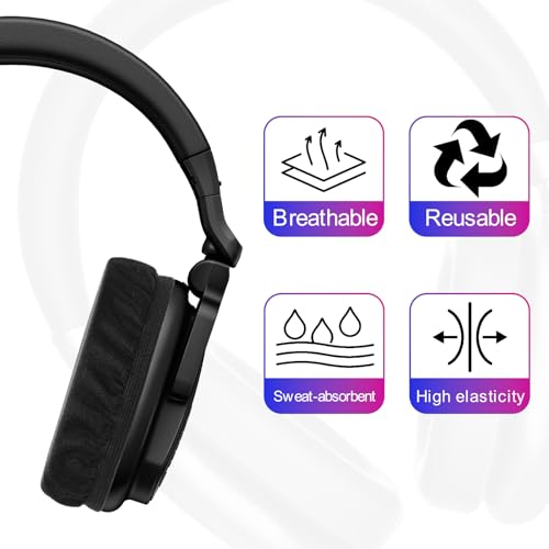 3 Pair Sheadphone Ear Covers, 3.9 Inch Breathable Stretchable Mesh Headphone Earpad Covers for Headphones, Washable Sweat-Prevention Protective Earpads for 3.5-4.3" Ear Cups (Black)