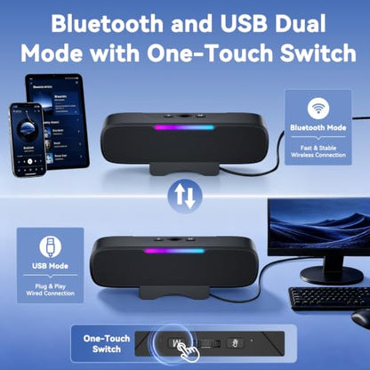 OHAYO Computer Speakers for Desktop PC Monitor, USB Plug-in, G-Sensor