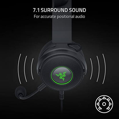 Razer Kraken Kitty V2 Pro Wired RGB Headset: Interchangeable Ears (Kitty, Bear, Bunny) - Stream Reactive Lighting - Detachable HyperClear Cardioid Mic - 50mm Drivers - 7.1 Surround Sound - Black - color: Classic Black