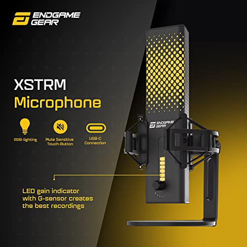 ENDGAME GEAR XSTRM USB RGB Microphone for PC Gaming, Cardioid Gaming Mic, Black | USB RGB condenser gaming microphone, cardioid pickup, plug and play, for PC gaming and streaming - color: Black