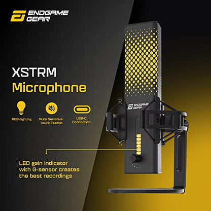 ENDGAME GEAR XSTRM USB RGB Microphone for PC Gaming, Cardioid Gaming Mic, Black | USB RGB condenser gaming microphone, cardioid pickup, plug and play, for PC gaming and streaming - color: Black