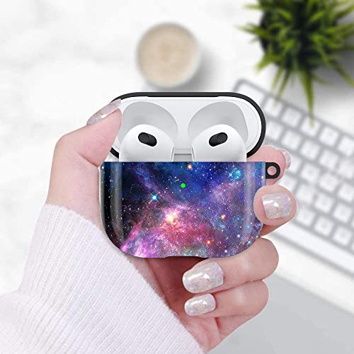 Compatible with Airpods 3rd Generation Case - Wonjury Protective Hard Compatible with Airpods 3 Case Cover with Cleaner Kit Women Girls Keychain, Galaxy Marble - color: Galaxy Marble