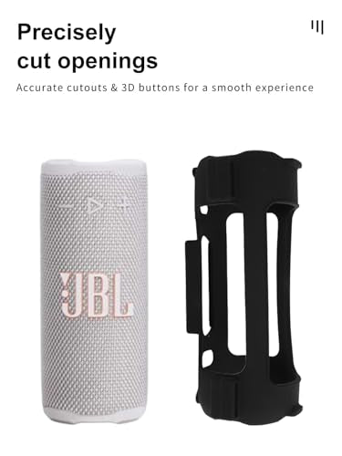 Case for JBL Grip Portable Bluetooth Speaker,Soft Protective,Silicone Case Cover with Shoulder Strap and Carabiner(Black)