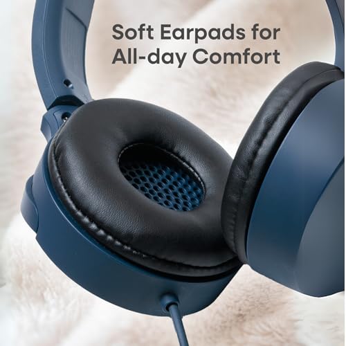 JVC USB-C Wired On-Ear Headphones with Mic – Comfortable All-Day Wear, Clear Calls, Rich Sound – Foldable & Lightweight – Tangle-Free Single-Sided Cable – Great for Gaming & Work from Home - color: Blue
