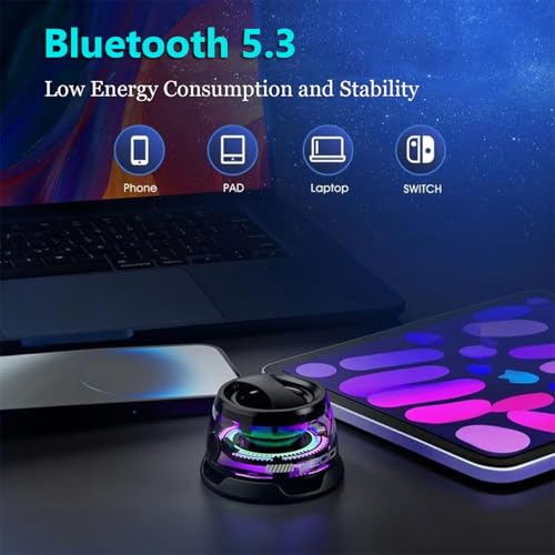 G200 Magnetic Bluetooth Mini Speaker with RGB Lights | ABS portable speaker delivers 3D surround sound with colorful light effects for daily use. - color: Black