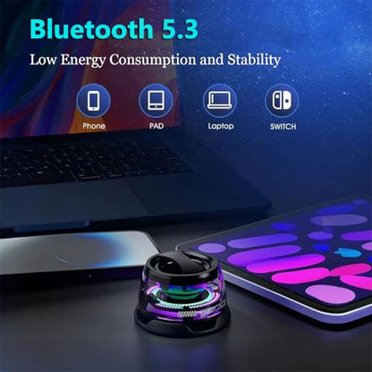 G200 Magnetic Bluetooth Mini Speaker with RGB Lights | ABS portable speaker delivers 3D surround sound with colorful light effects for daily use. - color: Black