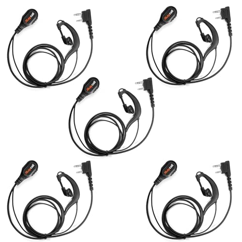 Walkie Talkie Earpiece with Mic, Radio Earpiece Compatible with Retevis RT22 RT68 RT21 H-777 H-777S RT86, Baofeng UV-5R 888S, Ear Piece for Walkie-Talkie, 2 Pin(5 Pack) - color: Earpiece with Mic
