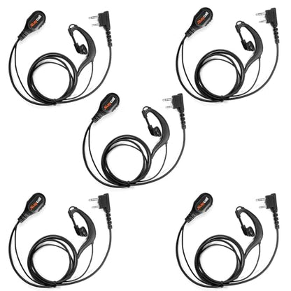 Walkie Talkie Earpiece with Mic, Radio Earpiece Compatible with Retevis RT22 RT68 RT21 H-777 H-777S RT86, Baofeng UV-5R 888S, Ear Piece for Walkie-Talkie, 2 Pin(5 Pack) - color: Earpiece with Mic
