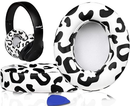 Replacement Ear Pads Cushions for Beats Studio 2 & Studio 3 Wired & Wireless Headphones, Earpads with Soft Protein Leather, Noise Isolation Memory Foam, Added Thickness - Snow Leopard - color: Snow Leopard