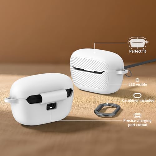 OAJ Soft Silicone Protective Case Cover for JBL Endurance Race 2, Front LED Visible, Compatible with JBL Endurance Race 2 Charging Case with Carabiner & Cleaner kit(White) - color: White