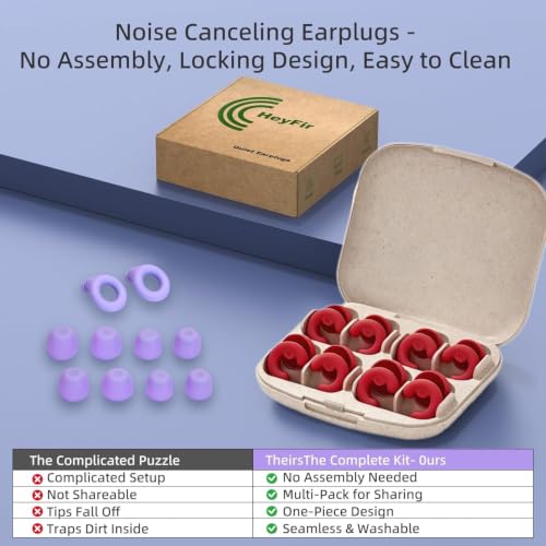 Noise Cancelling Ear Plugs Sleep 50dB NRR Side Sleep Small Ear | ultra soft silicone, reusable one-piece design, 4 sizes included, portable case - color: Red