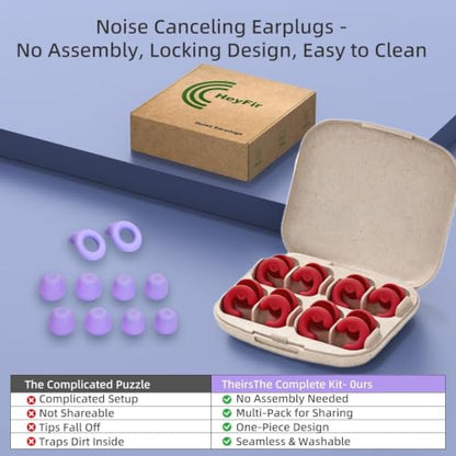Noise Cancelling Ear Plugs Sleep 50dB NRR Side Sleep Small Ear | ultra soft silicone, reusable one-piece design, 4 sizes included, portable case - color: Red