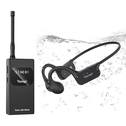 Swimming Headphones, Bone Conduction Open Ear Headset,Stream with Your Swim | IPX8 Waterproof, Bluetooth 5.4, FM Radio, No Need to Download Music, Support Spotify, Waterproof Mic, Open-Ear Design - color: Black