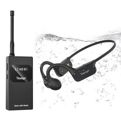 Swimming Headphones, Bone Conduction Open Ear Headset,Stream with Your Swim | IPX8 Waterproof, Bluetooth 5.4, FM Radio, No Need to Download Music, Support Spotify, Waterproof Mic, Open-Ear Design - color: Black