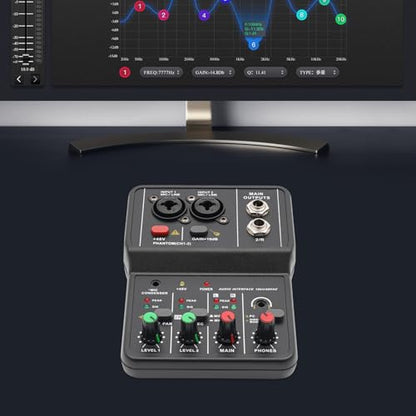 2 Channel Audio Mixer Bluetooth USB Sound Board Professional Mixer Audio Console Desk Dj Equipment Digital Mixer Sound Recording Studio Equipment for Professional Beginners